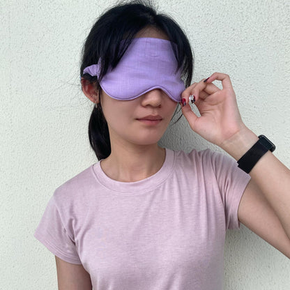 Eye mask Pure Linen Sleep Mask with Elastic Band, No Pressure On Eyes,Side Sleeper Eye Cover Organic Cotton Core Blindfold,Napping & Yoga Travel Essentials (Natural)