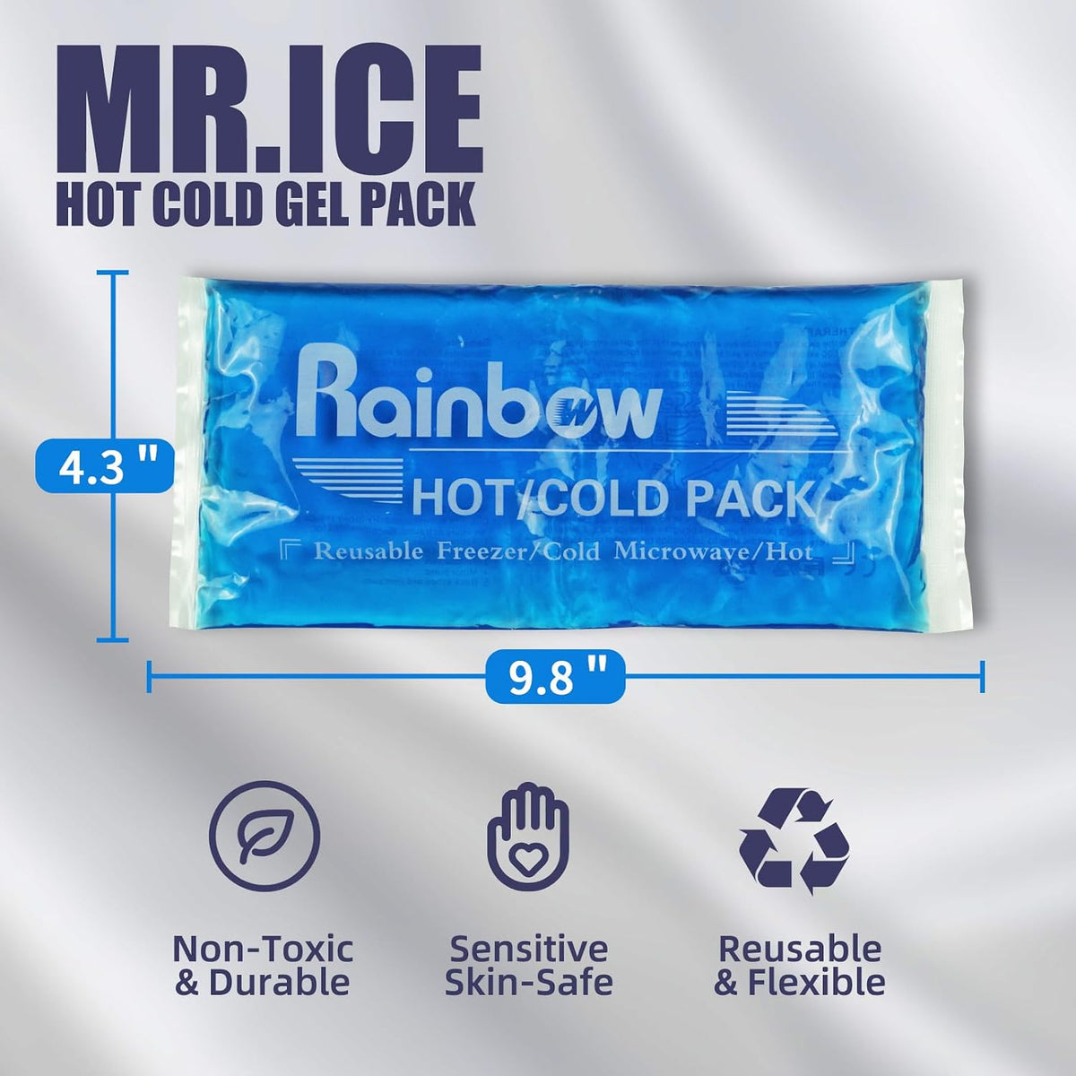 Ice Packs for Injuries Reusable Gel - Hot Cold Gel Ice Pack for Injury, Pain Relief, Rehabilitation - Flexible Ice Packs for Knee, Shoulder, Back, Neck, Wrist - 4.7" x 12.2"