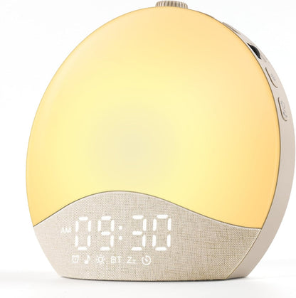 ecozy Sunrise Alarm Clock for Bedroom, White Noise Sound Machine | 26 Soothing Sounds, 17 Night Lights, Bluetooth Speaker, Wake Up Sunlight for Heavy Sleepers, Adults, Kids - Natural