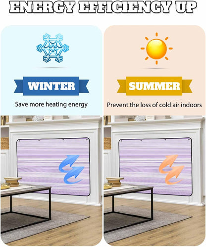 Magnetic Fireplace Cover Purple Stripes Fireplace Screen Decorative Classic Striped Lines Insulation Fireplaces Blocker Blanket Save Energy Fireplaces Draft Stopper Covers for Living Room 36x30 Inch