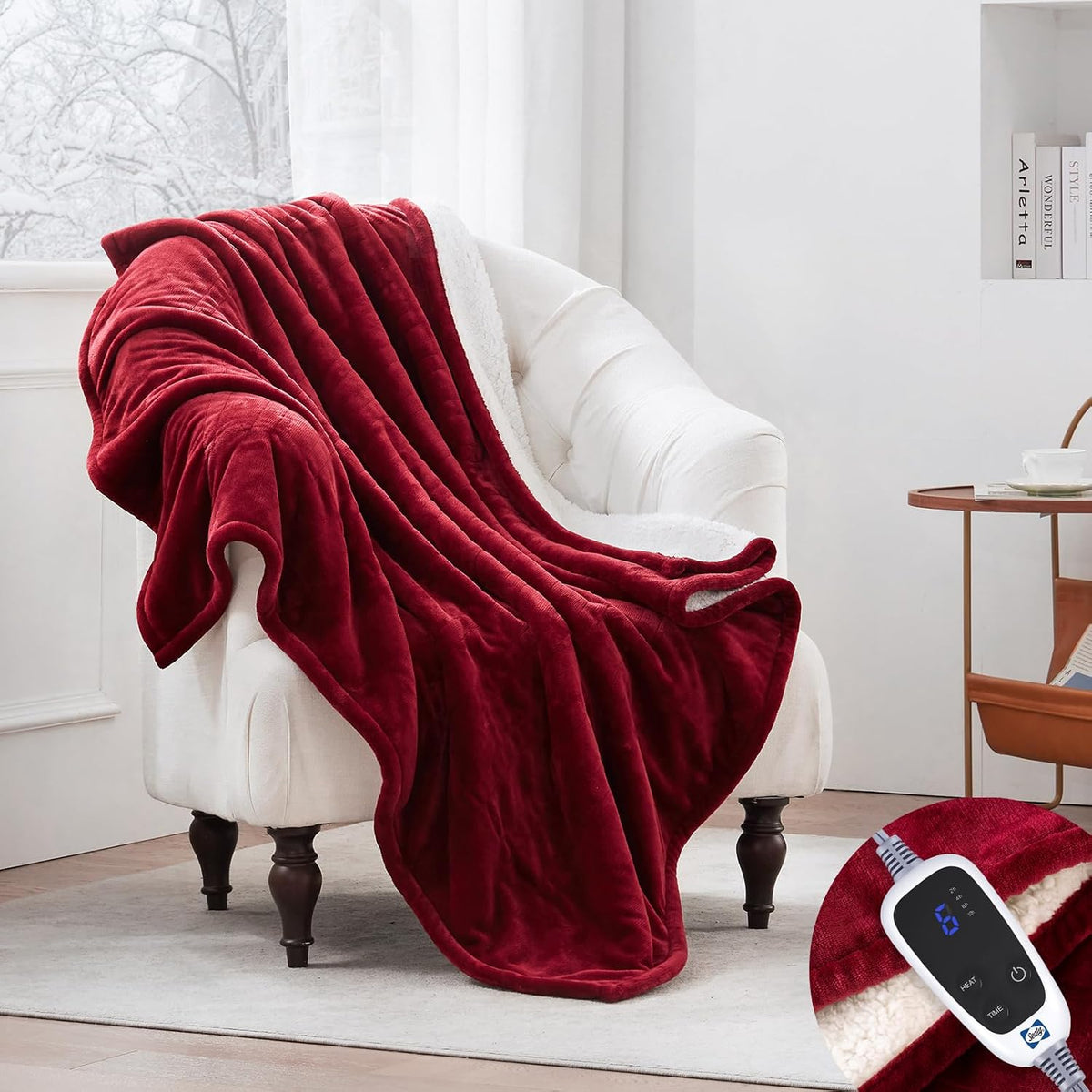 Sealy Electric Throw Blanket Heated Flannel & Sherpa Auto Shutoff 50"x60"