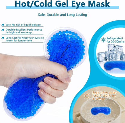 Silk Sleep Mask with Cooling Gel Eye Mask, Warm and Cold Compress, Heated Eye Mask for Tired Eyes, Stain Eye Cover Sleeping Mask for Travel, Home, Office, Yoga, Total Blackout (Black)