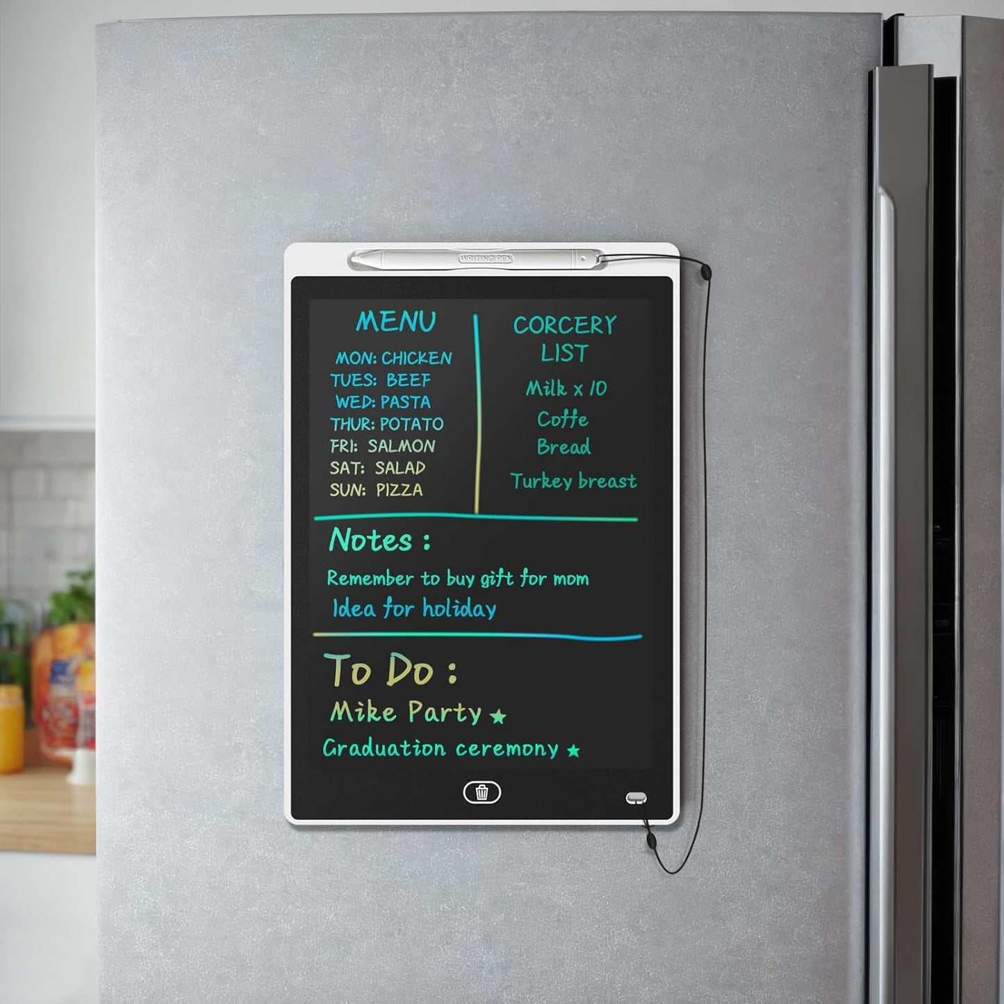 Magnetic Weekly Chore Chart for Adults, 9.8”×6.7” Small to Do List Dry Erase Board for Fridge Grocery Shopping Kitchen Menu Planning Whiteboard Refrigerator Digital Notepad Blackboard Meal Planner