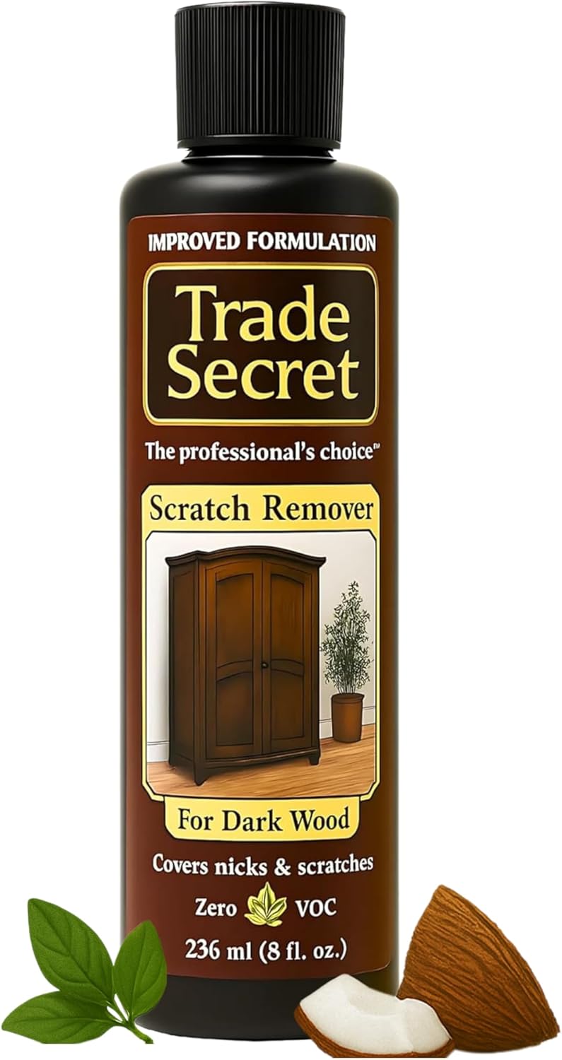 Trade Secret Scratch Concealer for Dark Wood Furniture & Floors – Dark Brown Shade Stain Covers Nicks, Scuffs, Dog & Cat Scratches, Minor Defects – Real Wood Only