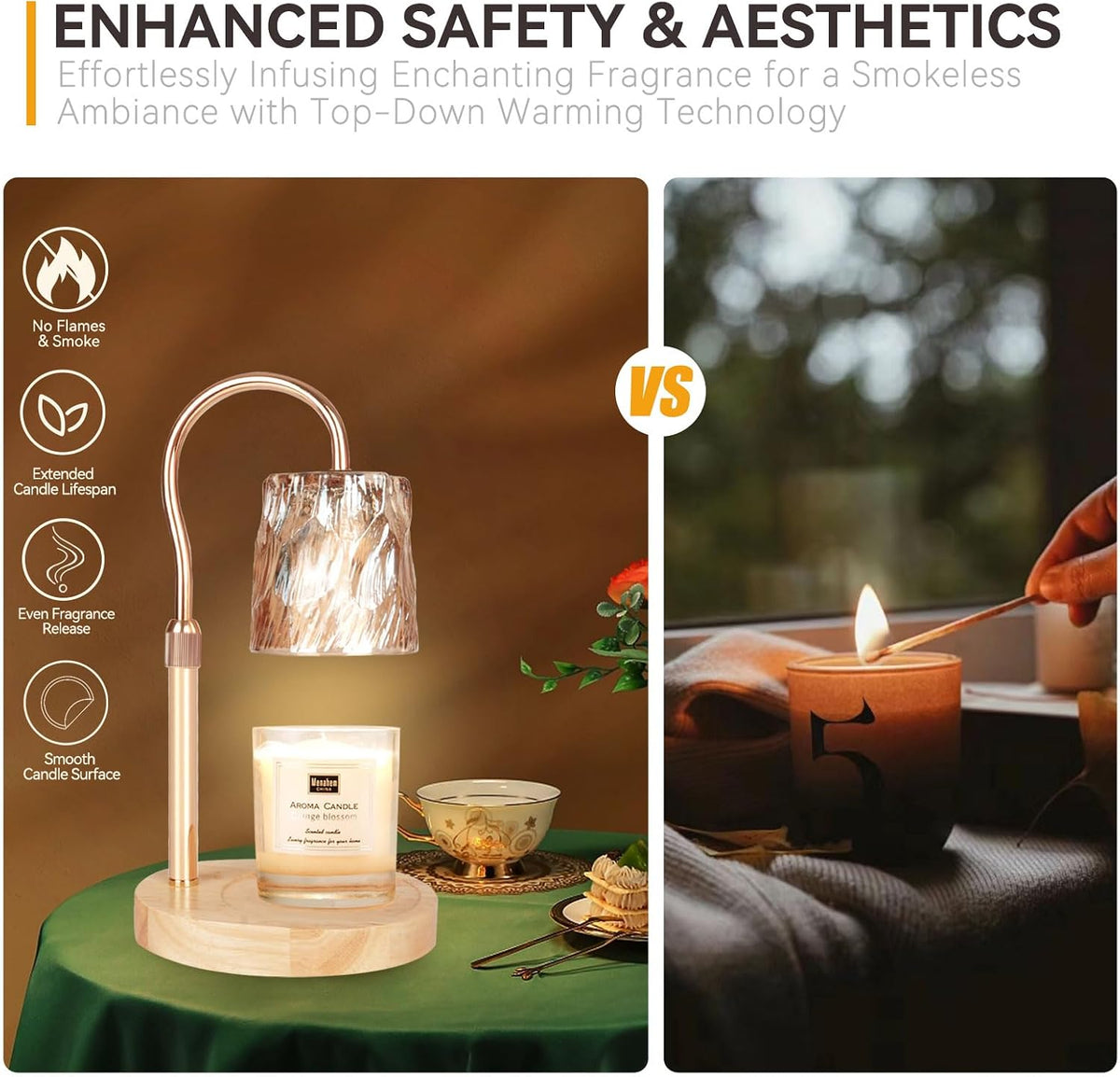Candle Warmer Lamp with 3 Bulbs, Adjustable Height Dimmable Candle Warmer with Timer, Candle Lamp with Charming Gift Box Ribbon,Birthday Gifts for Women Mom, House Warming Gifts New Home Decor