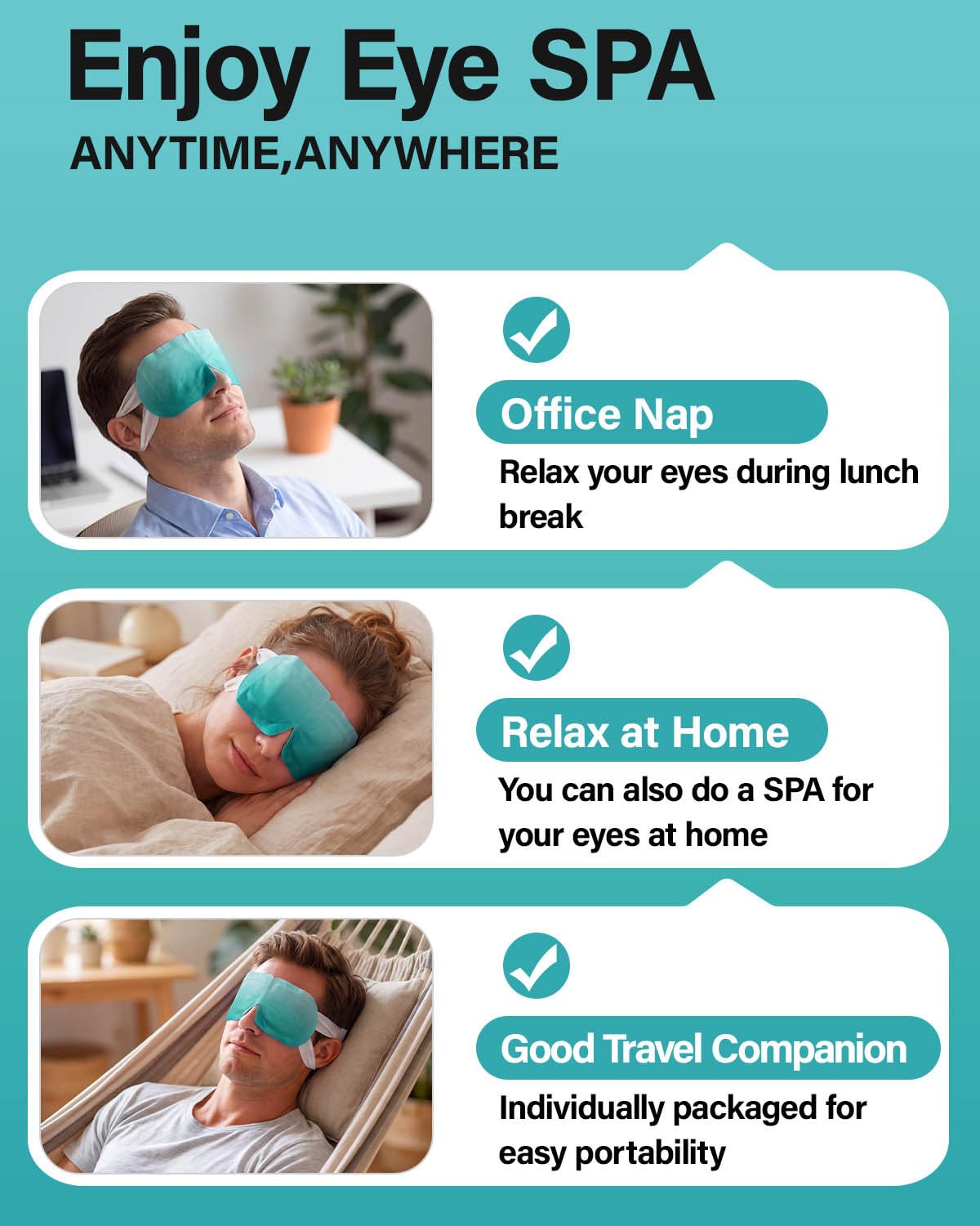 Steam Eye Mask,Warm Eye Compress for Dry Eyes Sleep Mask,Hot Auto Heated Eye Masks Relaxing Items for Women Moist Heat for Eyes Soothing Eye Fatigue,Disposable EyeMask for SPA Essentials