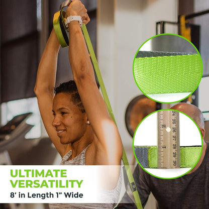 Stretching Strap for Physical Therapy, 12 Multi-Loop Stretch Strap 1" W x 8' L, Neoprene Handles, Physical Therapy Equipment, Yoga Straps for Stretching, Leg Stretcher.