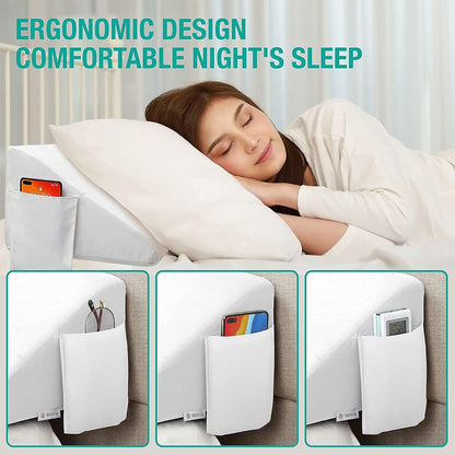Vekkia Full Bed Wedge Pillow Gap Filler,Mattress Wedge Fill Bed Gap (0-6") | Wedge Pillow headboard for Gap Between Headboard&Mattress, Removable Cover (White 54"x10"x6")