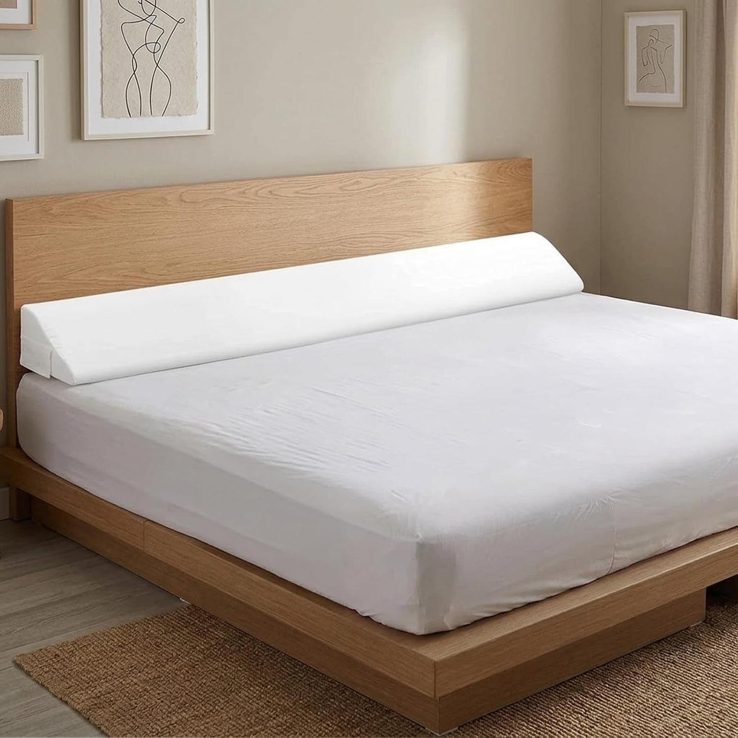 Vekkia Full Bed Wedge Pillow Gap Filler,Mattress Wedge Fill Bed Gap (0-6") | Wedge Pillow headboard for Gap Between Headboard&Mattress, Removable Cover (White 54"x10"x6")