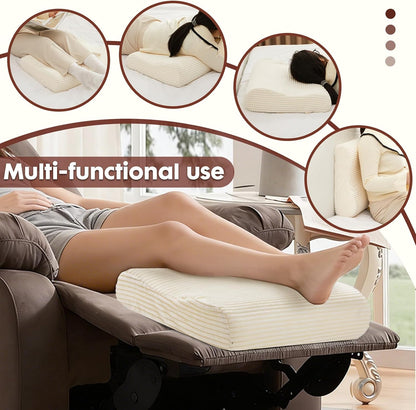 B Shape Corduroy Recliner Foot Pillow, Foam Extra Large Foot Rest Cushion with Adjustable Straps, Suitable for Bed Chair Sofa Headrest Back Lumbar Leg Support Pillow (Light Brown)