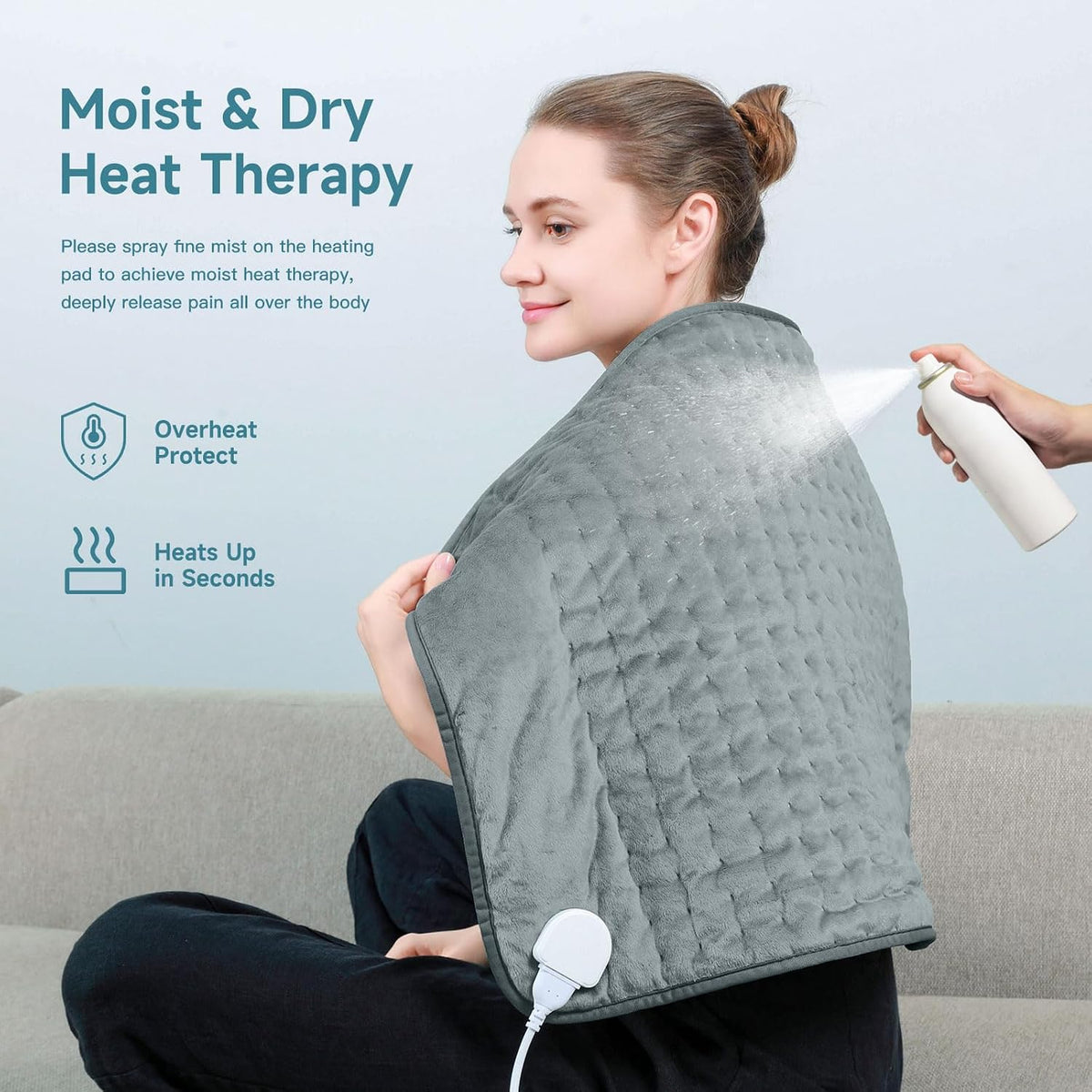 NBKLS Heating Pads for Back Neck Shoulder Pain, Electric Heating Pad Auto Shut Off, Fast Heat, Large Heating Pad Christmas Gift for Women Men, Birthday Gifts for Mom Dad (Blue)