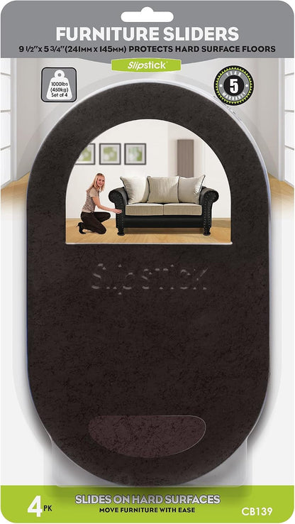 Slipstick GorillaSliders Premium Furniture Sliders for All Floor Surfaces (16 Piece Moving Kit) Reusable 3.5” Round Furniture Movers for Sliding Furniture on Hardwood & Carpet, Black, CB13-1-16