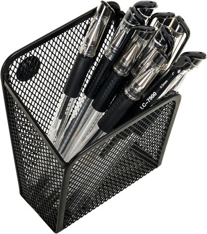 UCYCAZ Magnetic Pen Holder,Single Magnetic Pencil Locker Holder Organizer | Strong Magnets Mesh Marker Holder,Locker Accessories,Writing Utensil Storage Organizer,Pen Basket for Whiteboard,Refrigerator