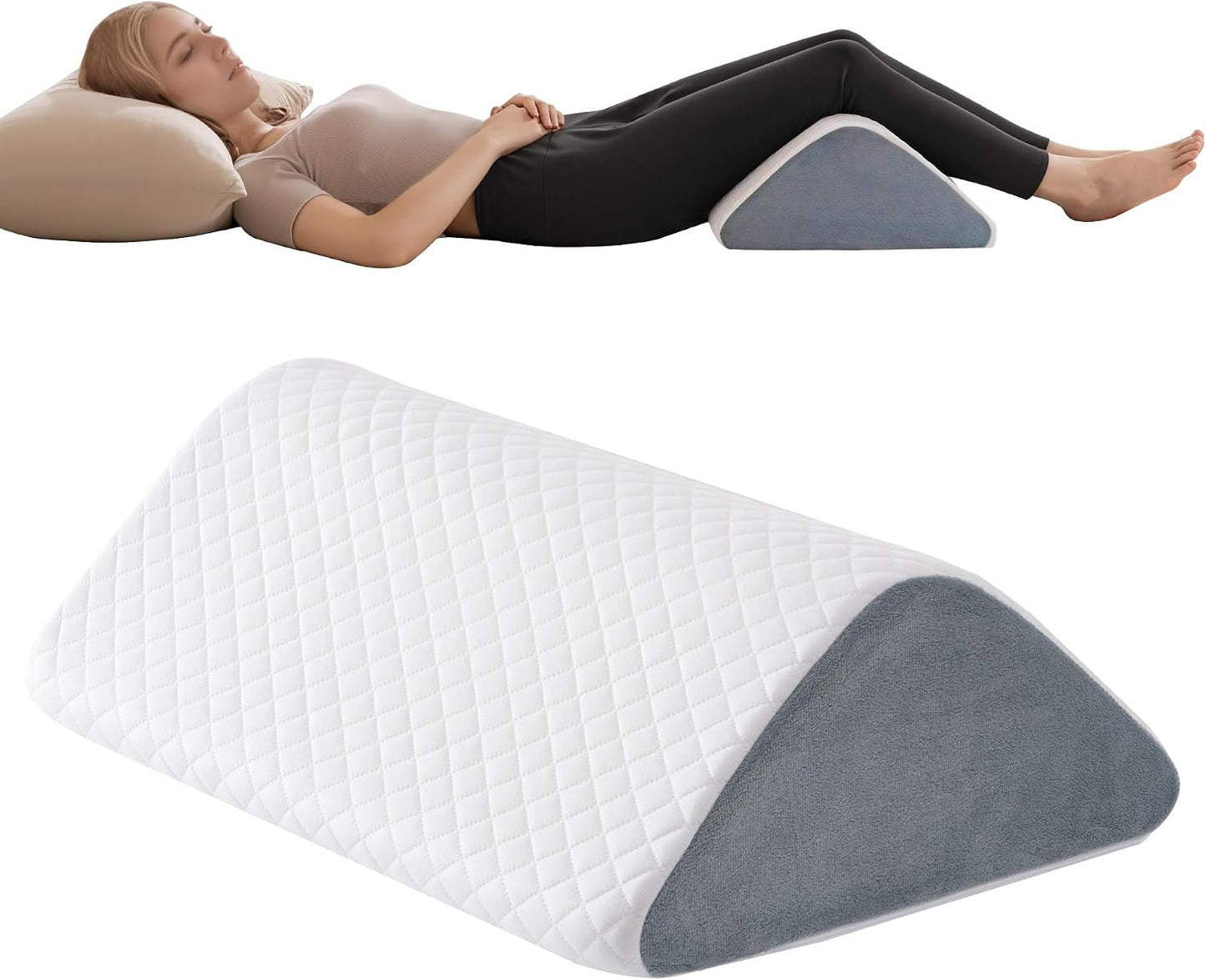 Knee Wedge Pillow for Post-Surgery Recovery-Leg Elevation Support for Sleep Position, Alleviating Lower Back & Hip Pain Enhancing Circulation in Ankles Legs Triangle Pillow with Removable Cover