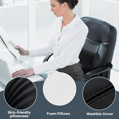 ROYALAY Neck Pillow for Sleeping Round Roll Pillow Including 2 Pack Half Moon Cervical Pillow, Foam Roll Pillow for Pain Reduce, Washable Bolster Pillow for Head Neck Back and Legs, Black
