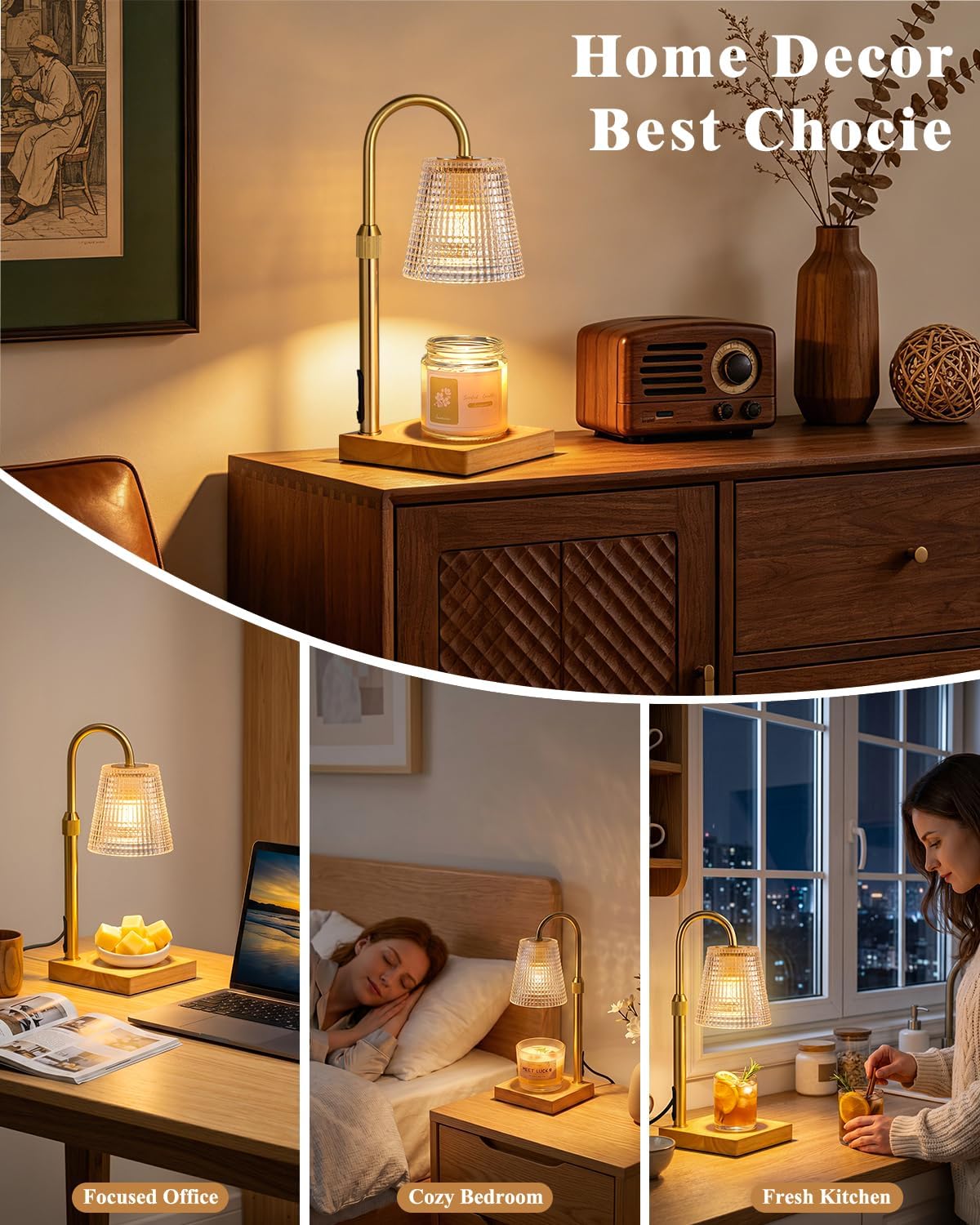 Hong-in Candle Warmer Lamp with Timer, House Warming Gifts New Home Decor | Dimmable & Adjustable Height, Electric Wax Warmer for Scented Wax Jar Candles,Gifts for Women Mom Sister