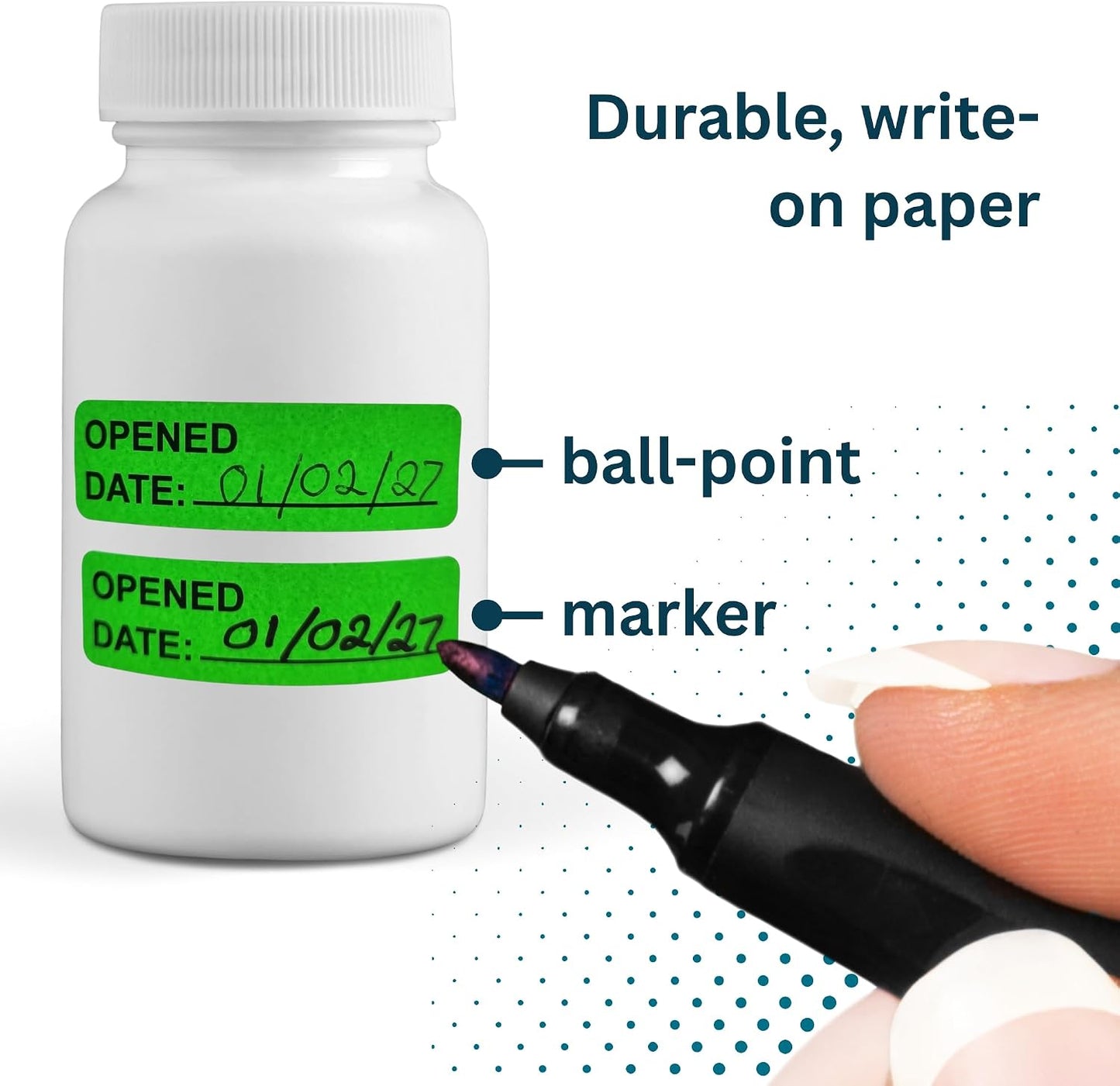 Pantry Labels for Containers, Waterproof Date & Contents Food Labels, 1" x 2" (25.4 x 50.8mm), 500/Roll, Writable