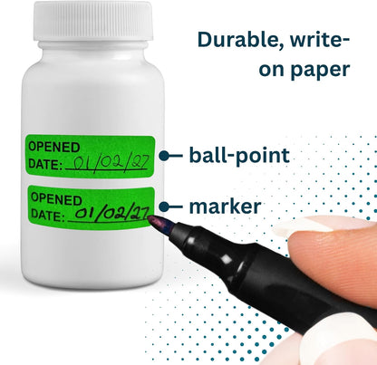 Pantry Labels for Containers, Waterproof Date & Contents Food Labels, 1" x 2" (25.4 x 50.8mm), 500/Roll, Writable