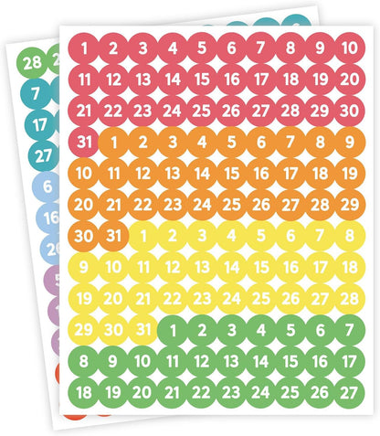 Andaz Press Colorful 7 Days of Week Stickers, Day Week Calendar Stickers for Adults Planner Day Dots Food Labels for Food Containers Date Calendar Planner Stickers Week Day Sticker Labels, 480-Pack
