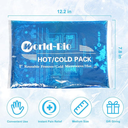 Ice Packs for Injuries Reusable Gel - Hot Cold Gel Ice Pack for Injury, Pain Relief, Rehabilitation - Flexible Ice Packs for Knee, Shoulder, Back, Neck, Wrist - 4.7" x 12.2"