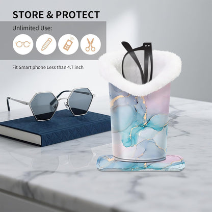 Plush Lined Eyeglasses Holder, Cute Glasses Stand for Women Kids - Colors B