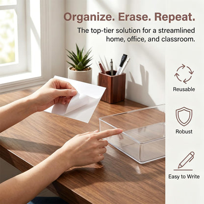 Dry Erase Label Stickers - 30pcs 3x5 inch Reusable Dry Erase Labels with Pen for Storage Bins,Self-Adhesive Whiteboard Sticke Sticky Notes for Home Office,School Supplies