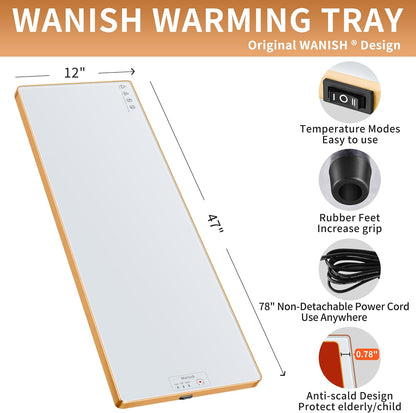 Electric Warming Tray,Extralong 47"x12",Tempered Glass Warming Mat for Food | Keep Food Warm,Food Warmers For Parties Buffet Daily Gatherings,Temperature Adjustable,With Thermostat,Full Surface Heating