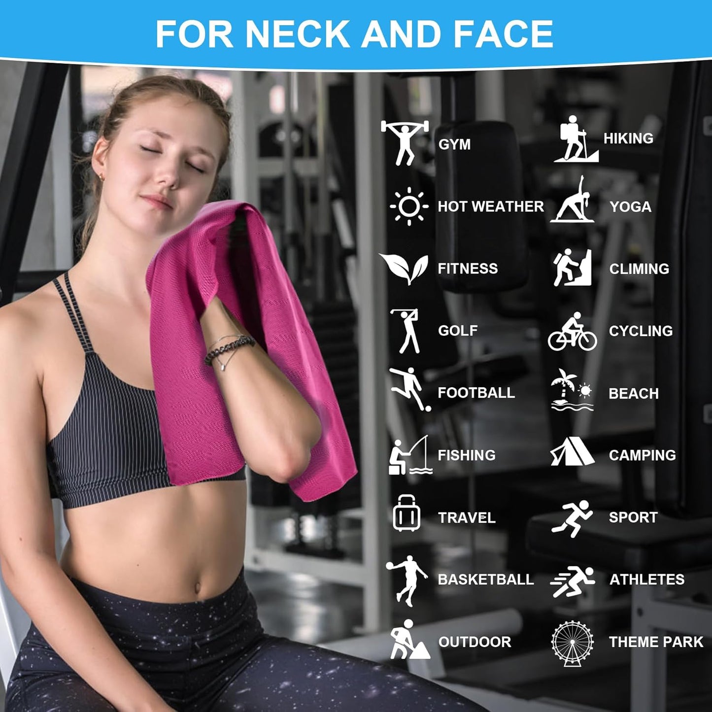4 Pack Cooling Towels for Neck and Face(40"x12"), Cooling Neck Wraps, Ice Towel for Hot Weather, Soft Breathable Gym Towel, Cool Towel for Workout, Camping, Yoga, Sport, Running