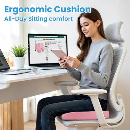 TushGuard Seat Cushion, Memory Foam Office Chair Cushion - Black, Large