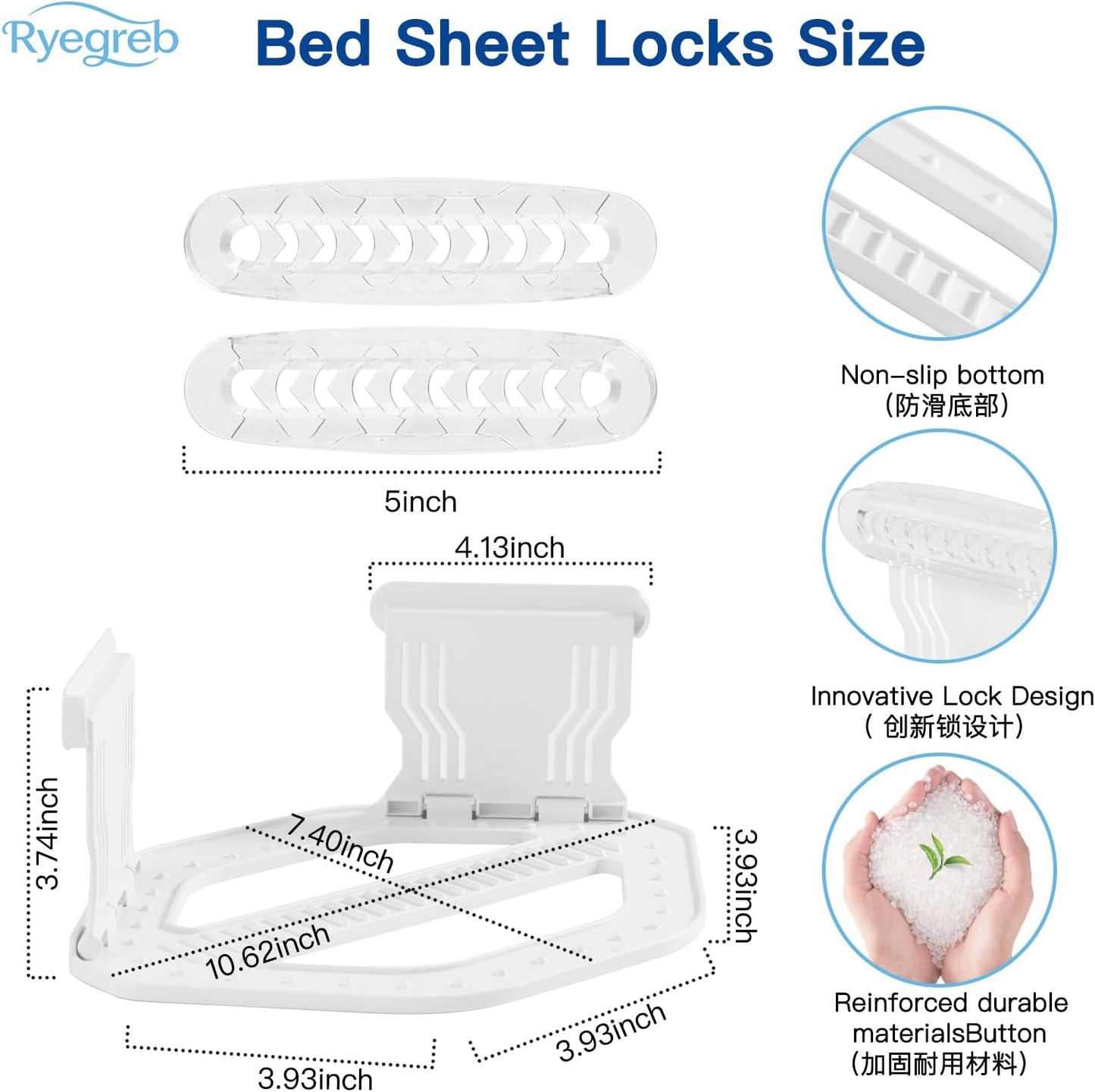 Sheet Holders Bed Sheet Grippers - Fitted Sheet Holder for Corners Keep Sheets Firm & Tight Fit All Sheet Sizes Sheet Straps Clips Easy Installation