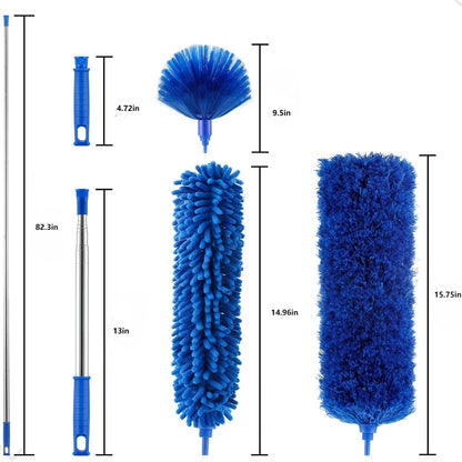 ZZ LAZYCOTTAGE 10 PCS Microfiber Feather Duster Kit, Dusters for Cleaning with Extension Pole, Retractable Bendable, Gap Dust Brush Blind Duster, for Cleaning Ceiling Fan, High Ceilings, Cars