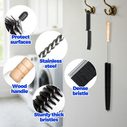 Holikme Dryer Vent Cleaner Kit - Flexible Lint Brush Remover Cleaning Tool | 27.5in flexible 304 steel shaft & nylon bristles, removes lint dust pet hair for vent, fridge coil & tight corners