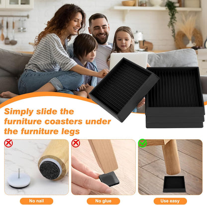 xxxHOLIC Rubber Non Slip Furniture Pads, 2" Black Round, Set of 4 | Furniture Grippers for Hardwood Floors, Anti Skid Caster Cups, Bed Frame & Couch Stoppers, Floor Protectors for Heavy Duty