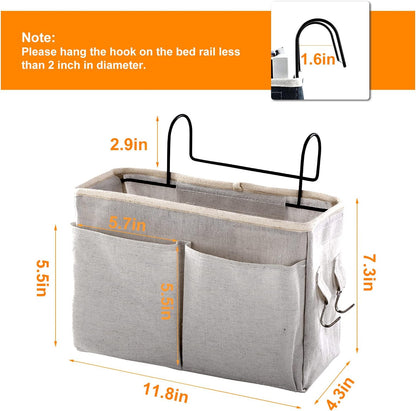 Surblue Bedside Caddy Bedside Storage Bag Hanging Organizer for Bunk, Hospital Beds, Dorm Rooms Bed Rails Camp 4 Pockets and 2 Hooks (Skyblue)