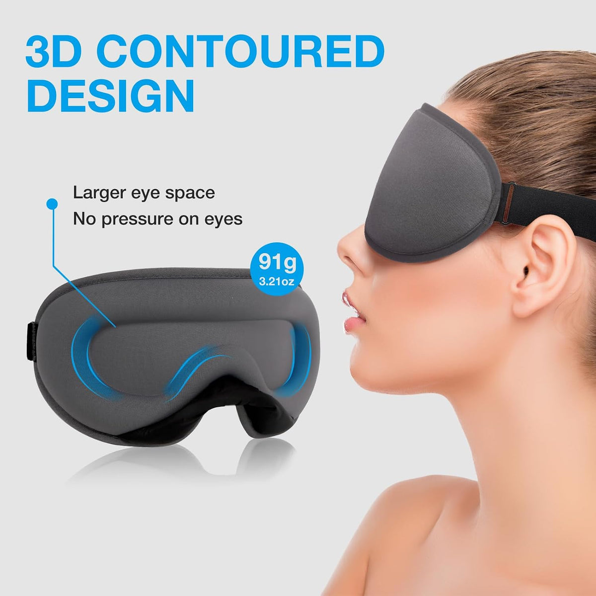 LYSIAN 3D Blackout Sleep Mask for Side Sleepers, 5 Pairs Ear Plugs, Black