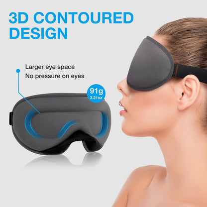 LYSIAN 3D Blackout Sleep Mask for Side Sleepers, 5 Pairs Ear Plugs, Black