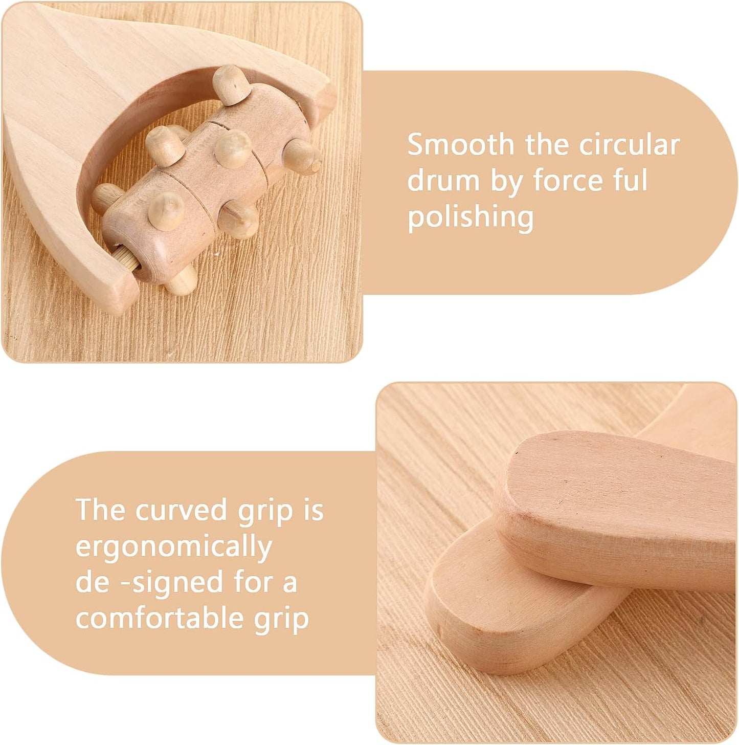 Abeillo 3Pcs Wooden Hand Massage Roller, Muscle Roller Stick, Manual Wood Therapy Massage Tools Massager Roller, for Relaxes Thigh, Leg, Hands Full Body Muscle Men Women