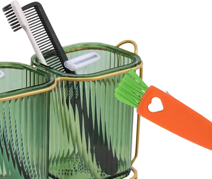 Green Toothbrush Holders for Bathrooms, Toothbrush Holders with Drain Tray | 2 Cups Tooth Brushing Holder, Bathroom Organizers and Storage Caddy Countertop for Toothpaste, Razors, Toothbrush