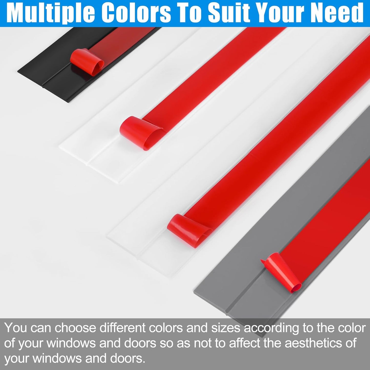 Draft Seal Tape for Doors and Windows 2 in x 20 Ft Silicone Weather Stripping Extra Thick 2mm Door Seal Strip with Strong Adhesive Draft Insulation Stopper Side Seal - Clear