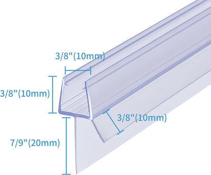 2-Pack ShowerDoor Bottom Seal 3/8" x 36" Polycarbonate Frameless Ultra Clear Shower Door Seal Strip for Glass Doors Stop Leaks and Create a Water Barrier Replacement Shower Cubicle