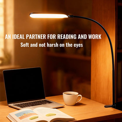 18W 3000LM LED Clamp Desk Lamp | CRI 95 Eye-Caring Light with Remote & Touch Control, 360 Flexible Gooseneck, 3 Color Modes for Home Office(Adapter Included)