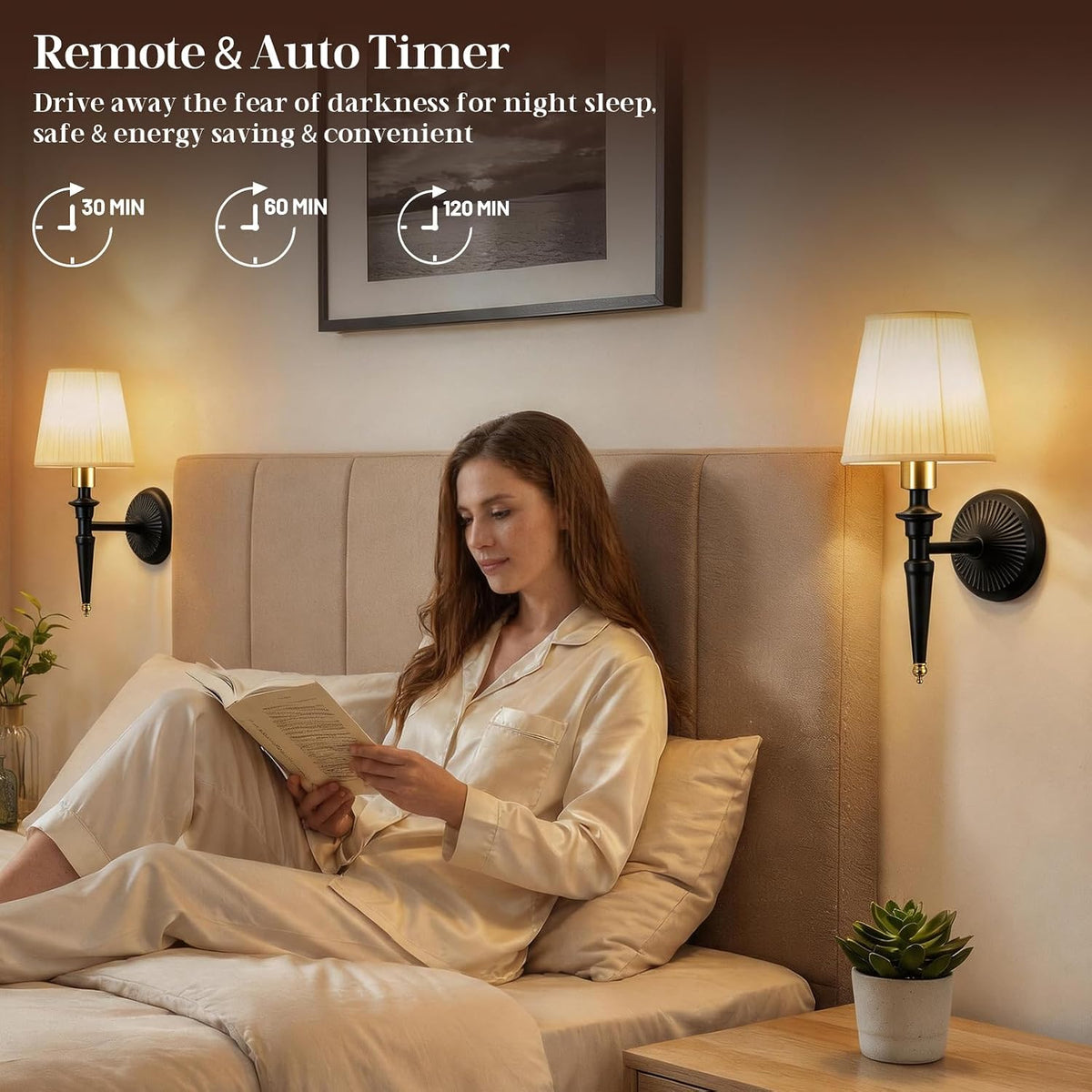 Battery Operated Wall Sconces Set of 2, Wireless Rechargeable Wall Lights with 12 RGB Colors and 3CCT Dimmable, Small Fabric LED Wall Lamps for Bedroom, Living Room, Hallway, Gold