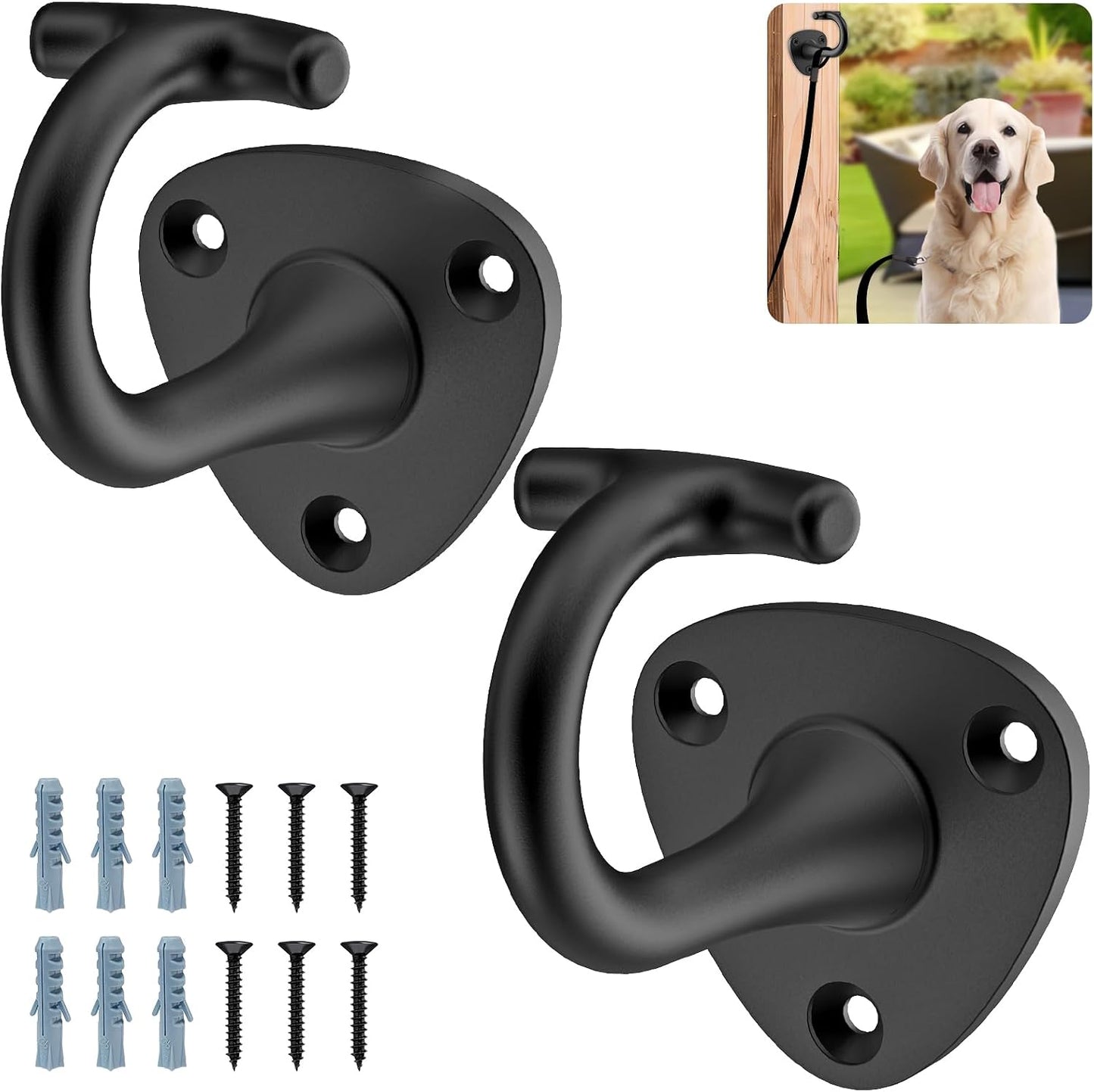 Dog Leash Hooks for Wall Black Dogs Leash Wall Mount Dog Hook for Leashs for Secure and Escape-Proof Hook for Lead Management