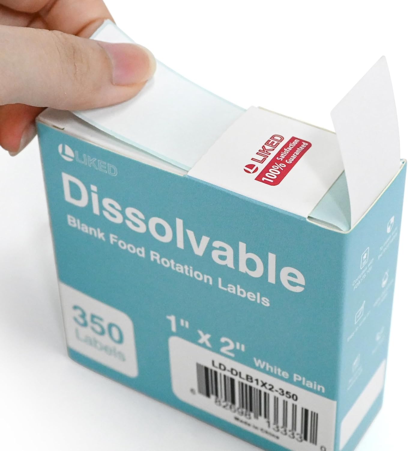 L LIKED Blank 1 x 2 Inch Dissolvable Labels Food Rotation 2 Rolls | Inkjet/laser printers compatible, DIY templates. -40~150°F. Fits glass/wood/metal/plastic. For food prep info