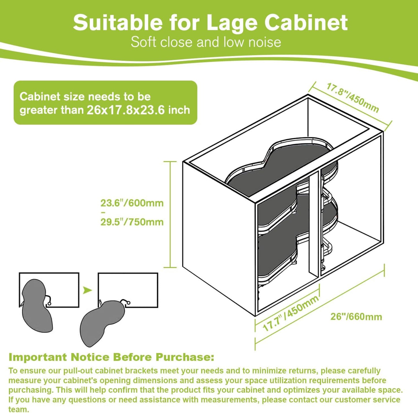 Blind Corner Cabinet Pull Out Organizer, Soft Close Swing Right Pull Out Cabinet Organizer 36inch, Corner Cabinet Lazy Susan for Corner Cabinet Blind Shelf, 2 Tiers Tray, Adjustable Height