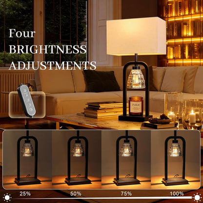 PoKat Gold Table Lamp Candle Warmer, Candle Warmer Lamp with Timer Dimmer, Wax Light Warming Table Lamp for Jar Candles, Modern Bedside Lamp for House Warming Home Decor Living Room, Bulb Included