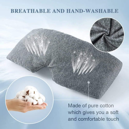 FRESHME Cotton Sleep Eye Mask for Men - Upgrade Design Blackout Side Sleeper Eyes Cover for Night Sleeping, Large Size Wide Soft Travel Airplane Blindfold with Adjustable Velcro Strap for Work Nap