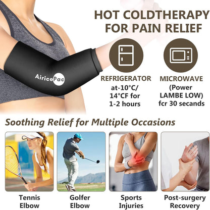 AiricePac Elbow Ice Pack Wrap, Tennis Golfers Sleeve For Arm and Calf Injuries Reusable, Cold Compression for Pain Relief