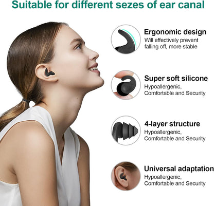 Swimming Ear Plugs for Adults,3 Pairs Waterproof Reusable Silicone Swim Earplugs for Swimming Surfing Snorkeling Showering and Water Pool,Beach,Ocean (Adults & Teens 14+)