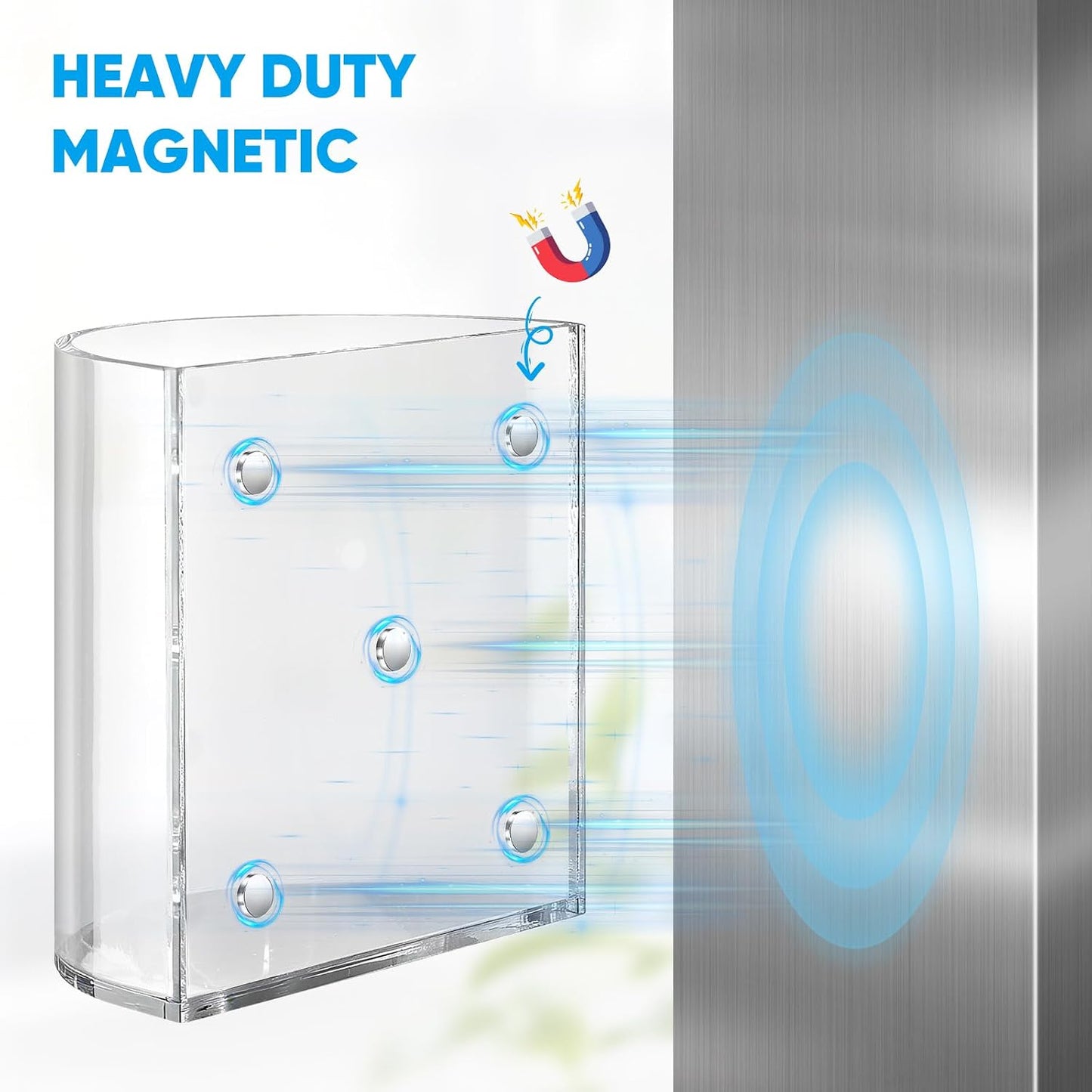 2Pack Magnetic Pen Holder, Magnetic Dry Erase Marker Holder Whiteboard Acrylic Marker Holder for Refrigerator, Office, Classroom, Pencil Cup, Pen Caddy, Classroom Organization
